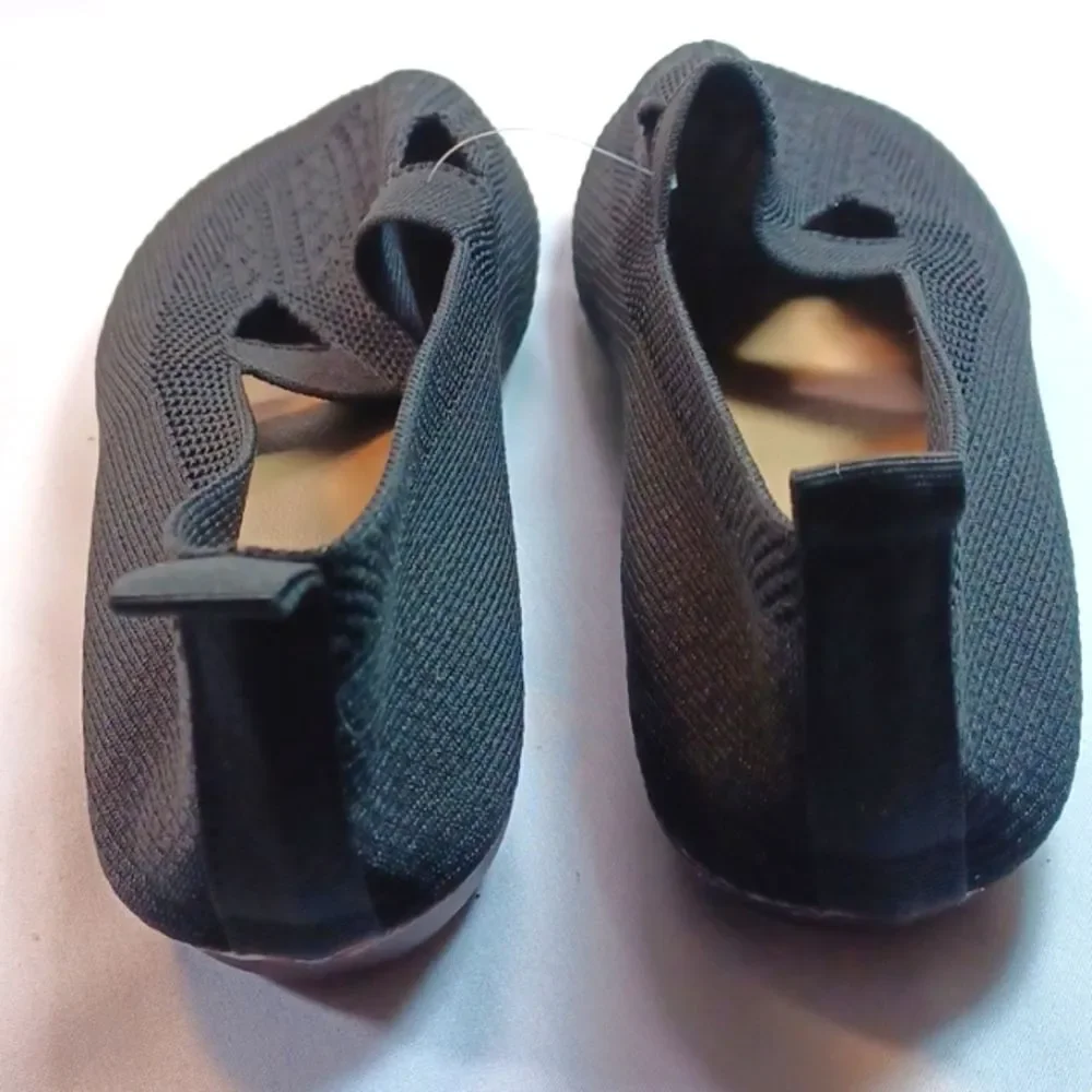 Women's European-Style Cotton Knit Mary Janes Loafers Black New 40 -10 m